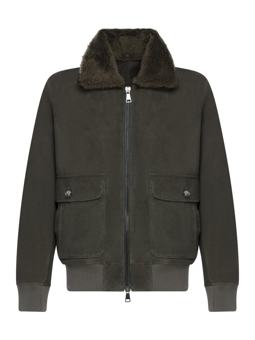 Franzese Collection Deep Green Water-Repellent Suede Bomber Jacket