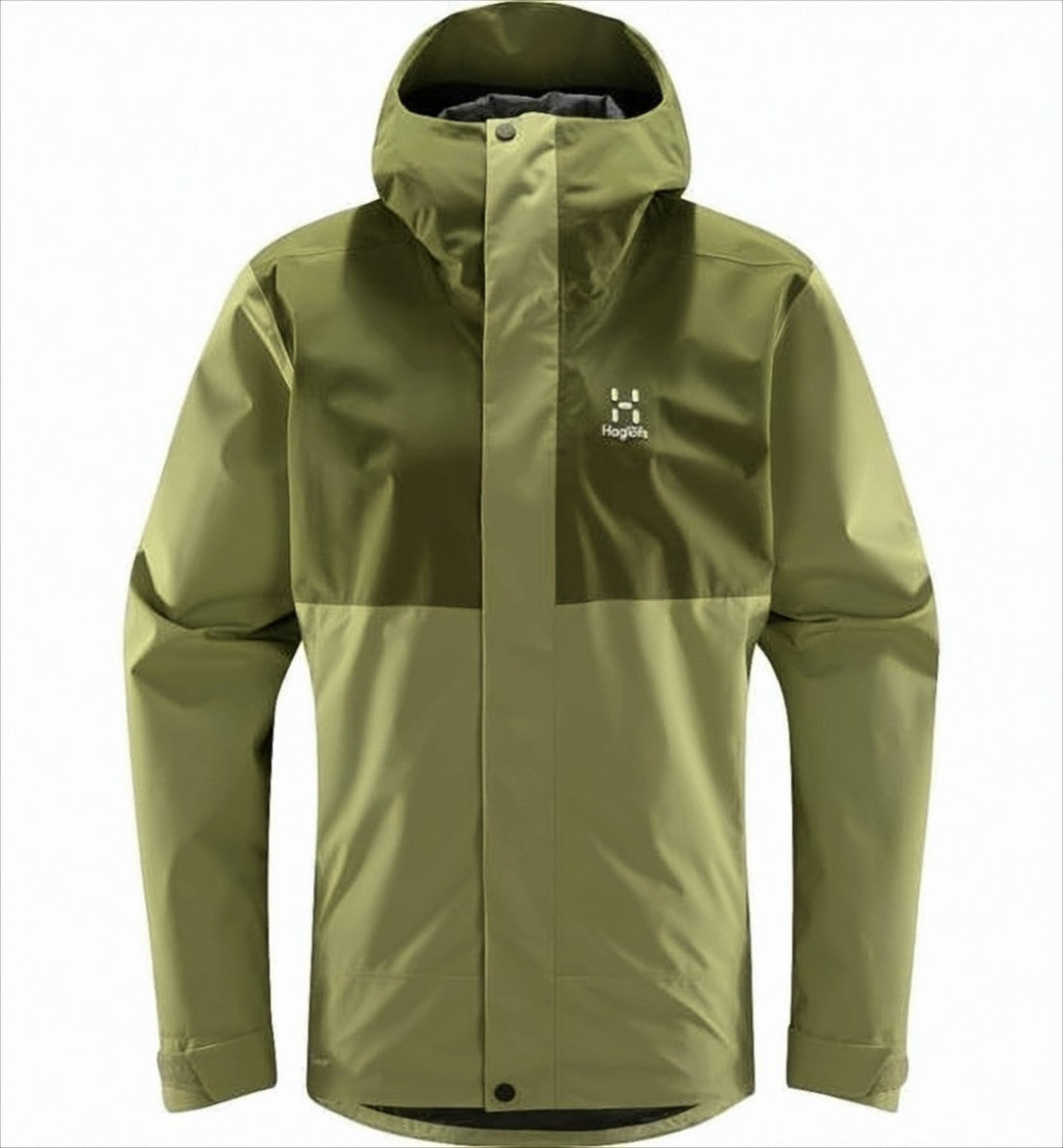Haglöfs Two-Tone Olive Green Jacket With Snap-Button Placket