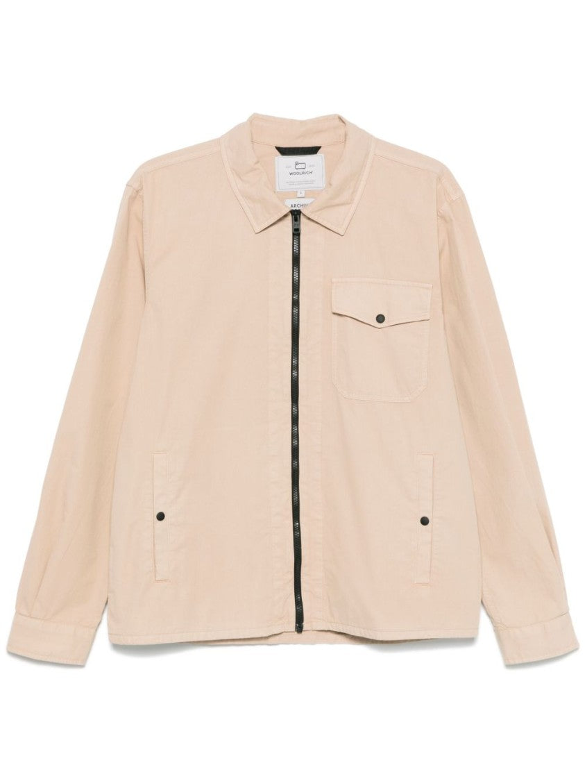 Woolrich Light Beige Oversized Cotton Gabardine Shirt