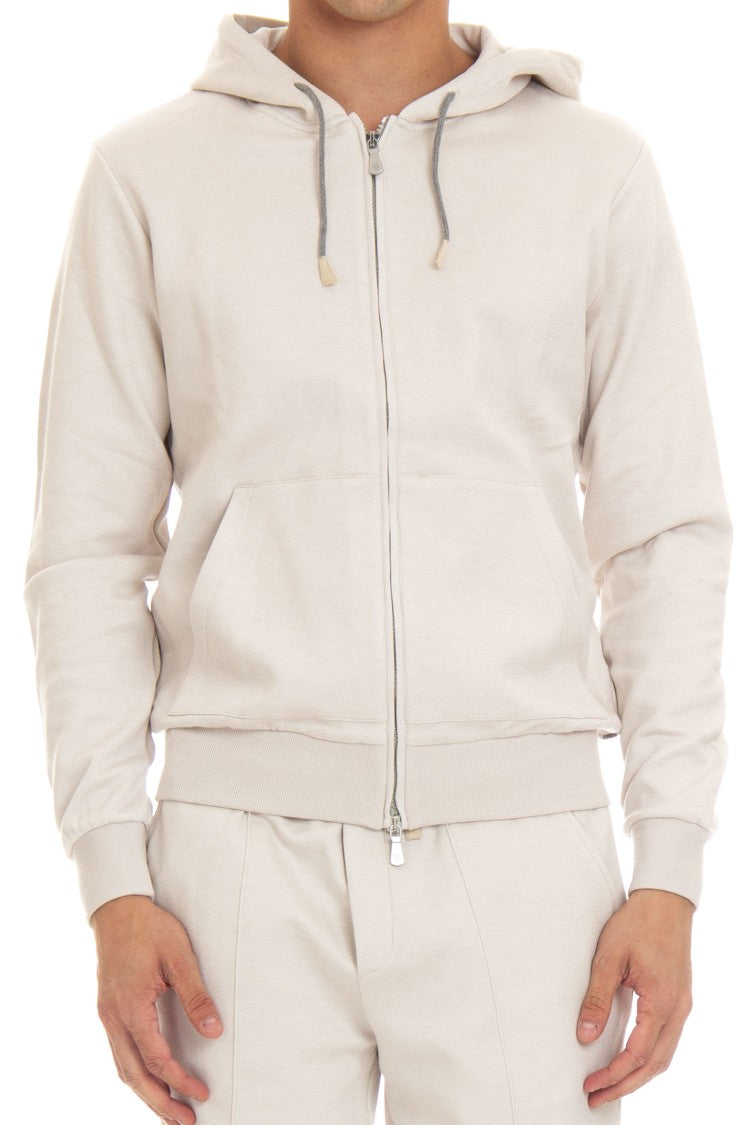Eleventy Full-Zip Hoodie In Cotton-Cashmere-Silk Blend