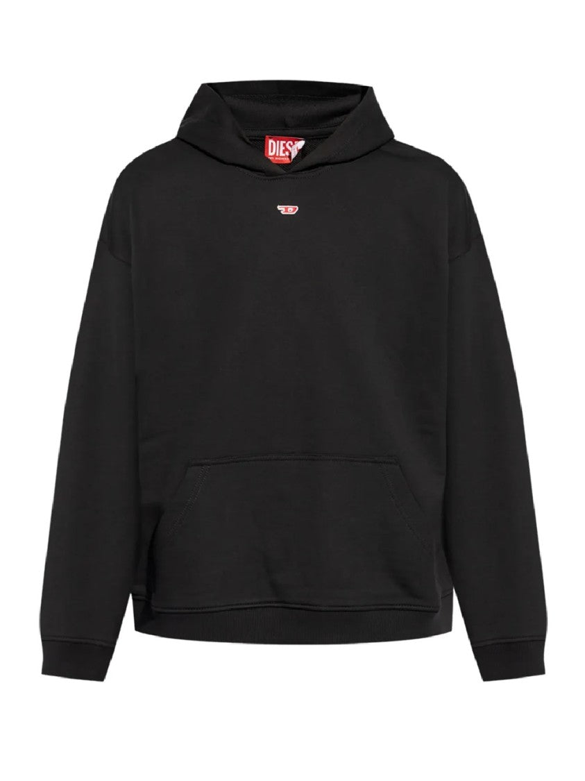 Diesel Relaxed Fit Black Hoodie With Embroidered Logo