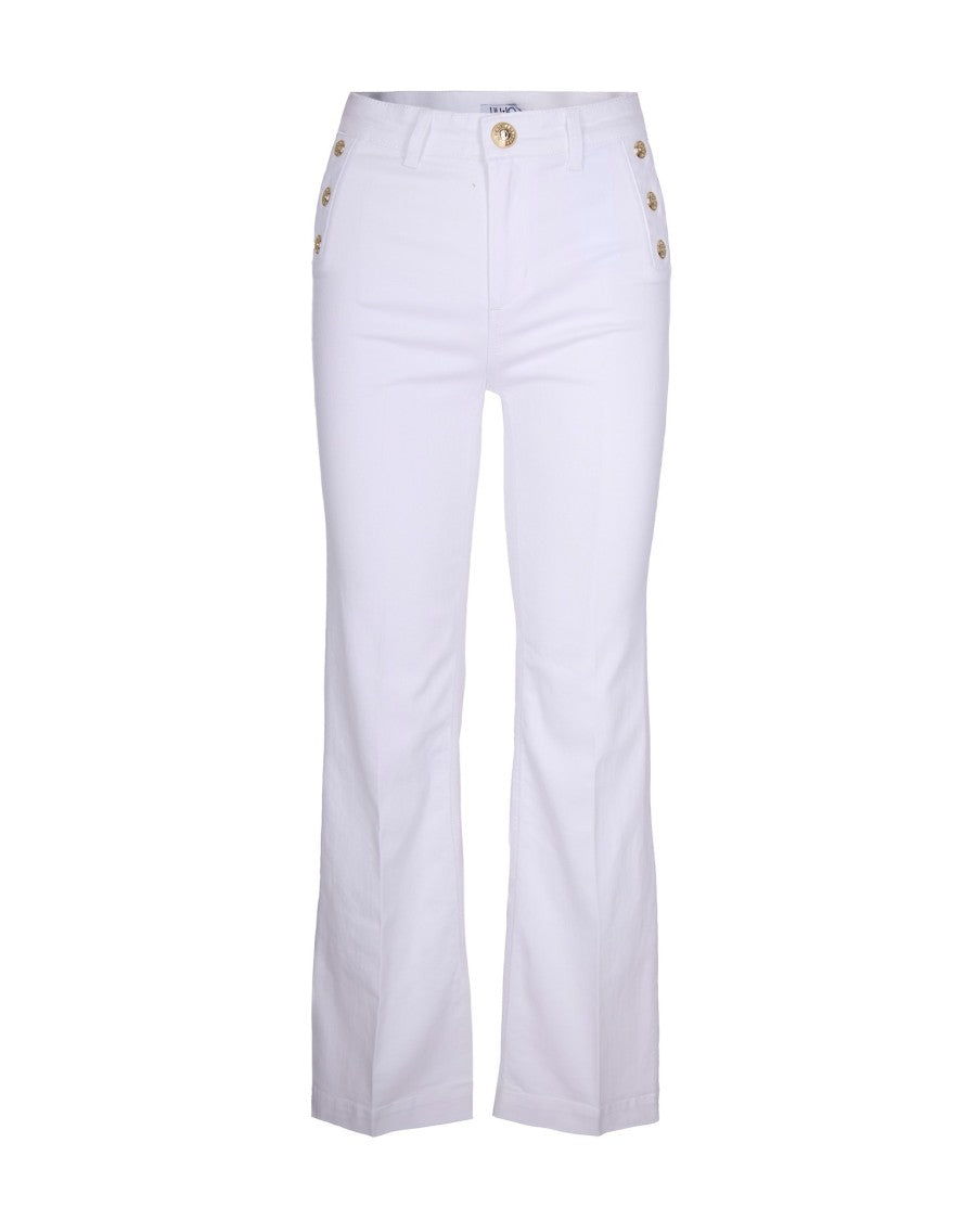 Liu Jo High-Waisted Flare Jeans With Jewel Button Accents