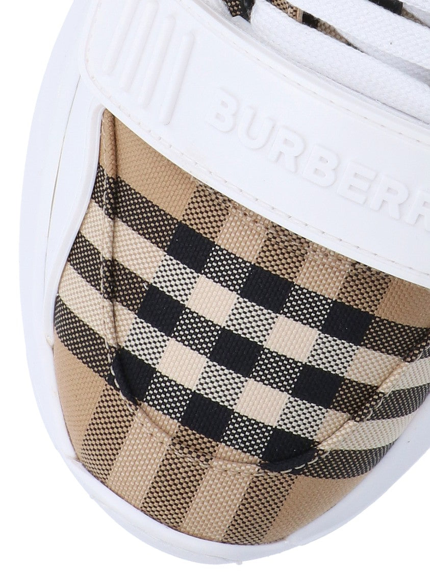 Burberry Beige Vintage Check Logo Strap Sneakers