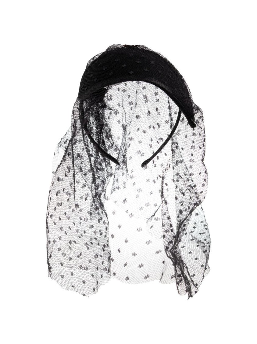 Alexander Mcqueen Woven Headband With Delicate Lace Bow