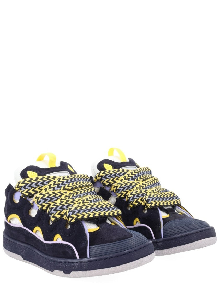Lanvin Black Curb Zigzag Laces Padded Sneakers