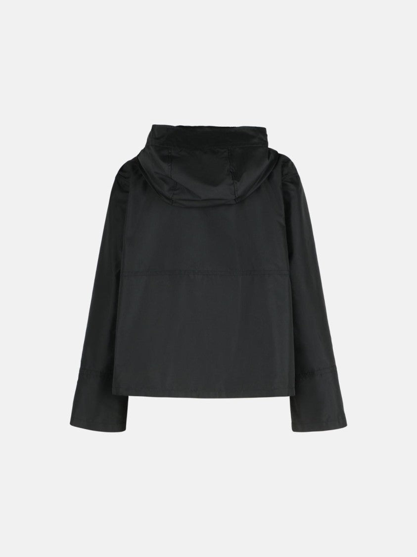 Fay Flared Black Parka With Enveloping Hood