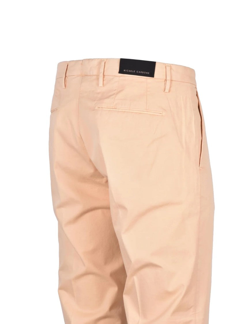 Michele Carbone Classic Cotton Stretch Trousers With Tapered Leg Design