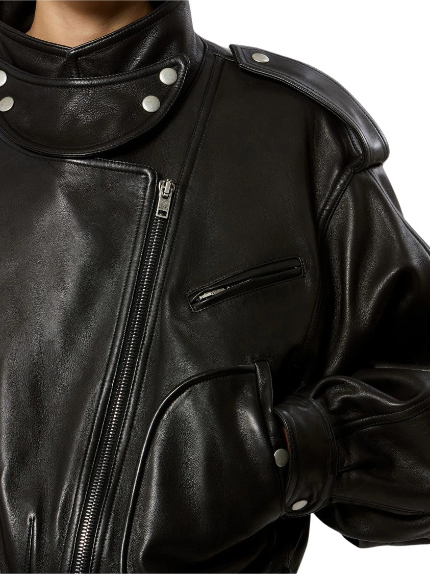 Isabel Marant Farza Jacket Cropped Boxy Leather Jacket