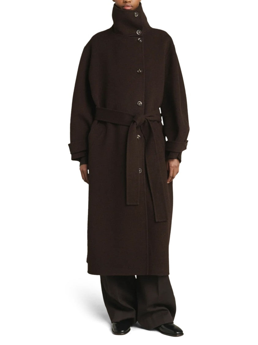 Soeur James High Stand Collar Belted Knee-Length Coat