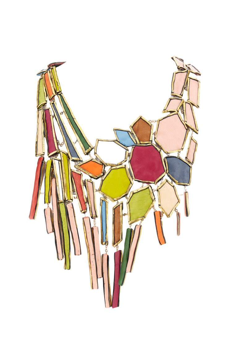 Gfw Multicolored Geometric Pendant Necklace With Gold-Tone Outlines