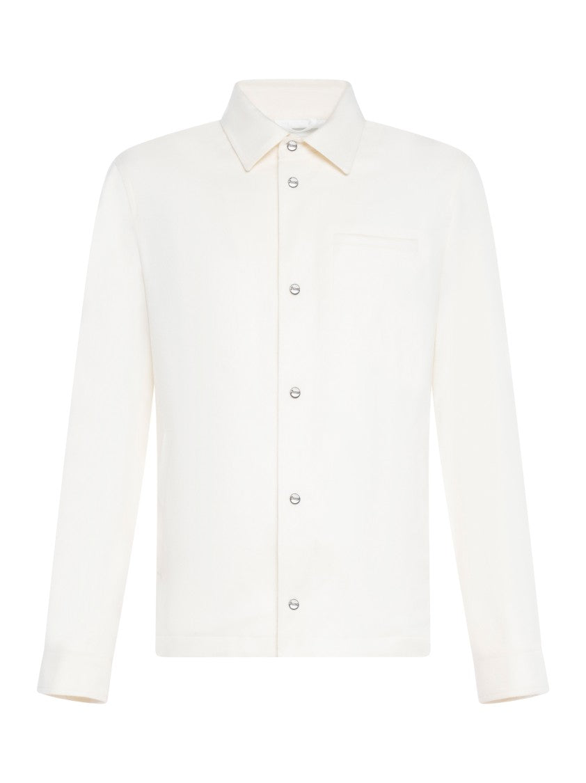 Herno Ivory Silk-Cashmere Jacket With Metal Logo Plate