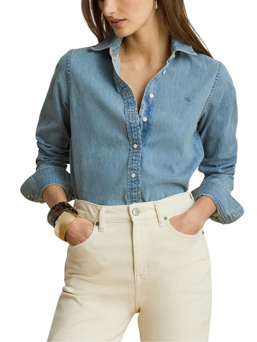 Lauren Ralph Lauren Classic Embroidered Logo Denim Shirt