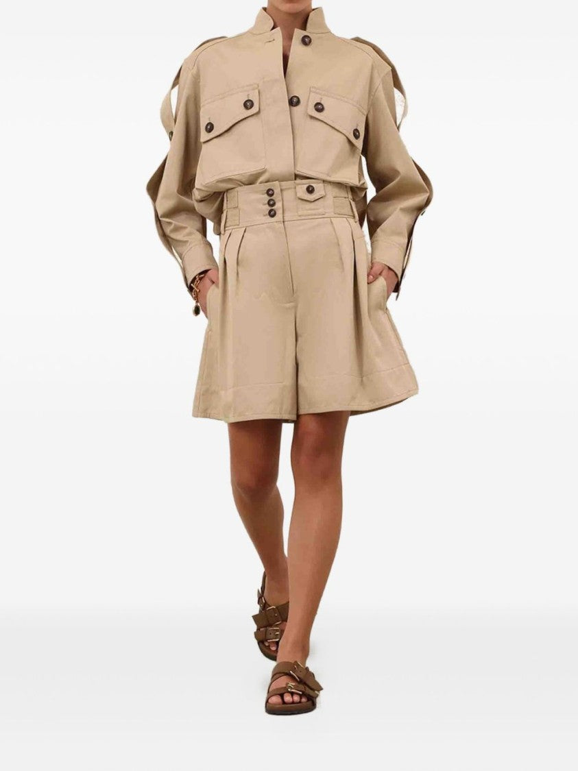Zimmermann High-Waisted Bermuda Shorts With Buttoned Waistband
