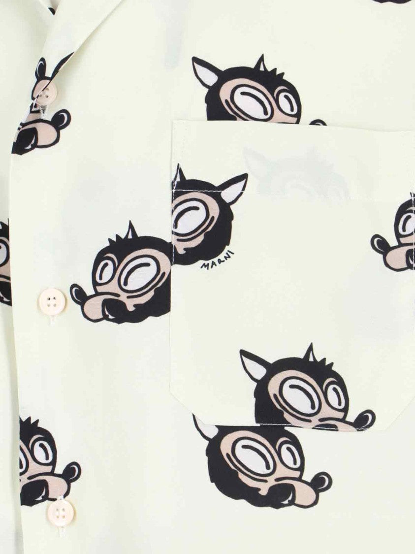 Marni Printed Camp Collar Shirt – Cream