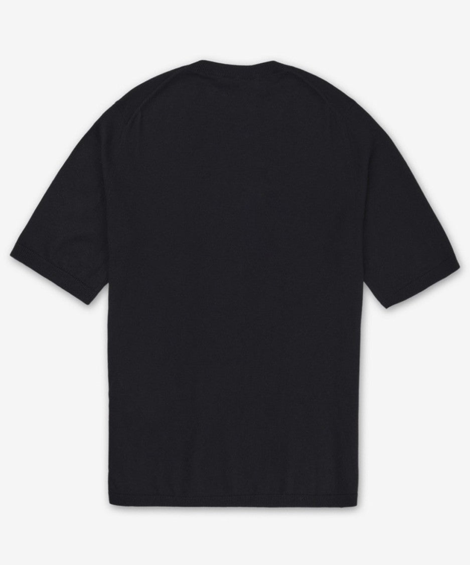 Max Mara Short-Sleeved Black Sweater With Classic Crew Neck