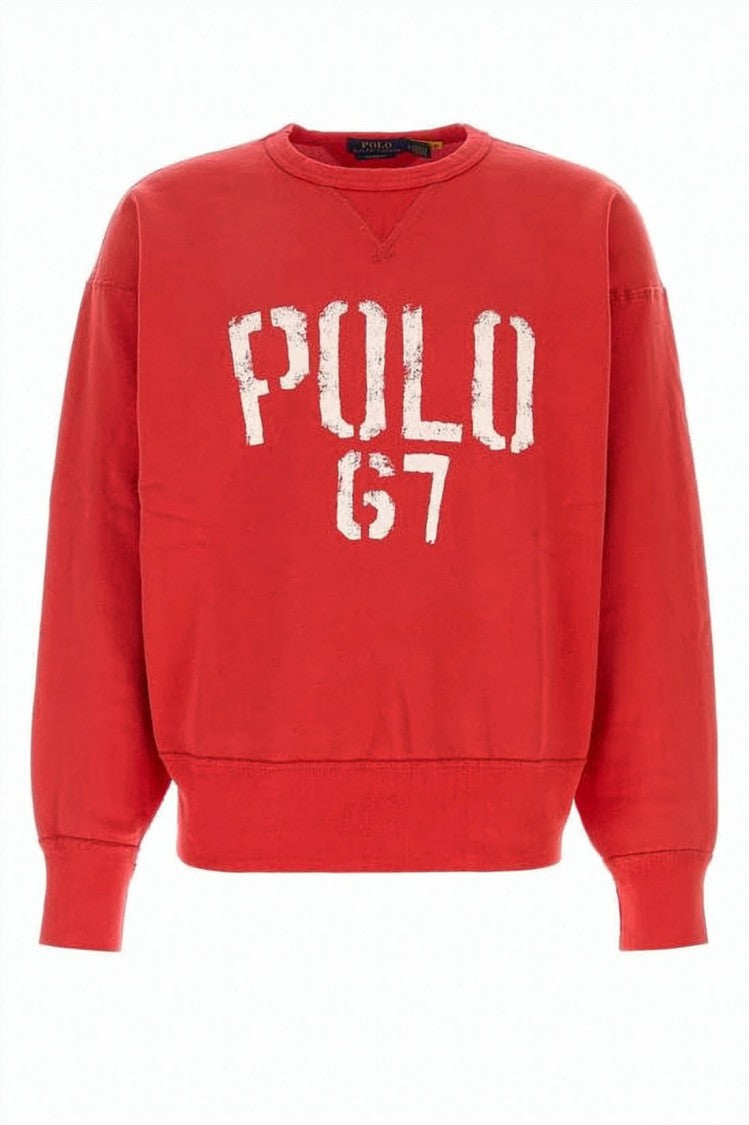 Polo Ralph Lauren Distressed Print Sweatshirt With Ribbed Details