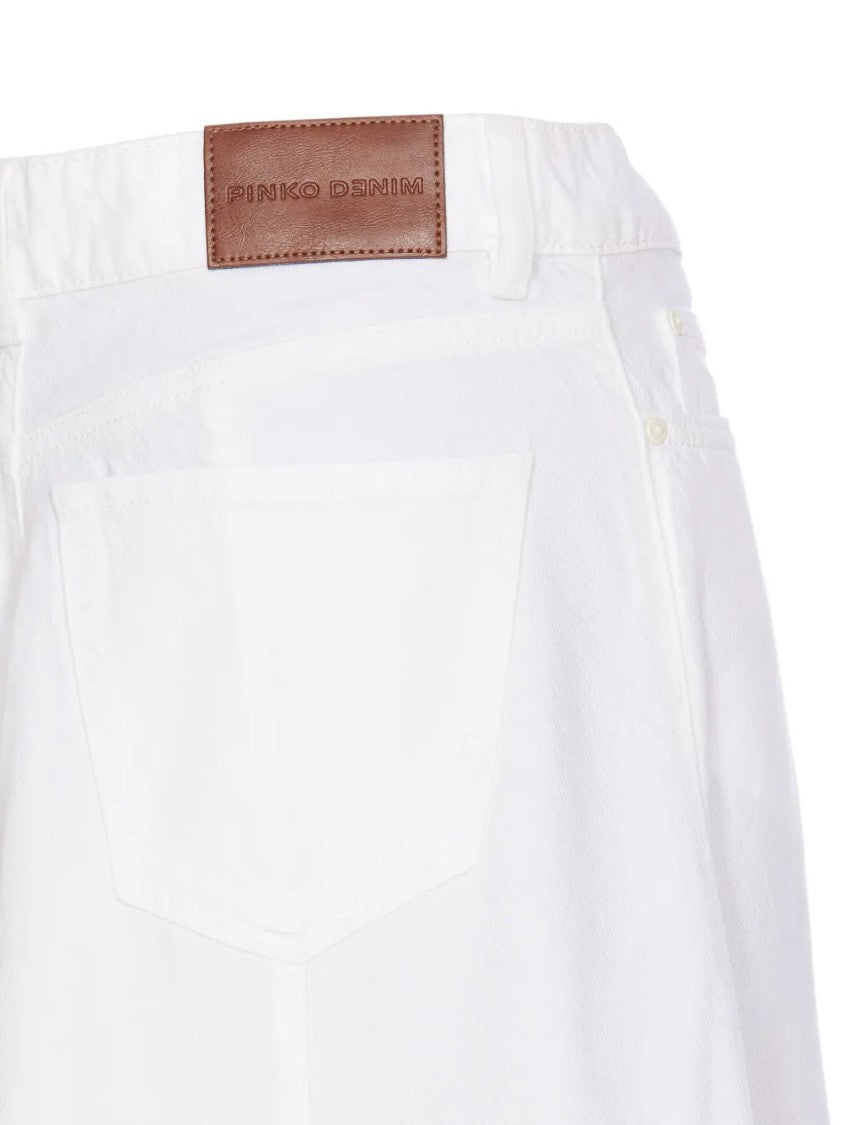 Pinko Flowing White Skirt With Chain Detail