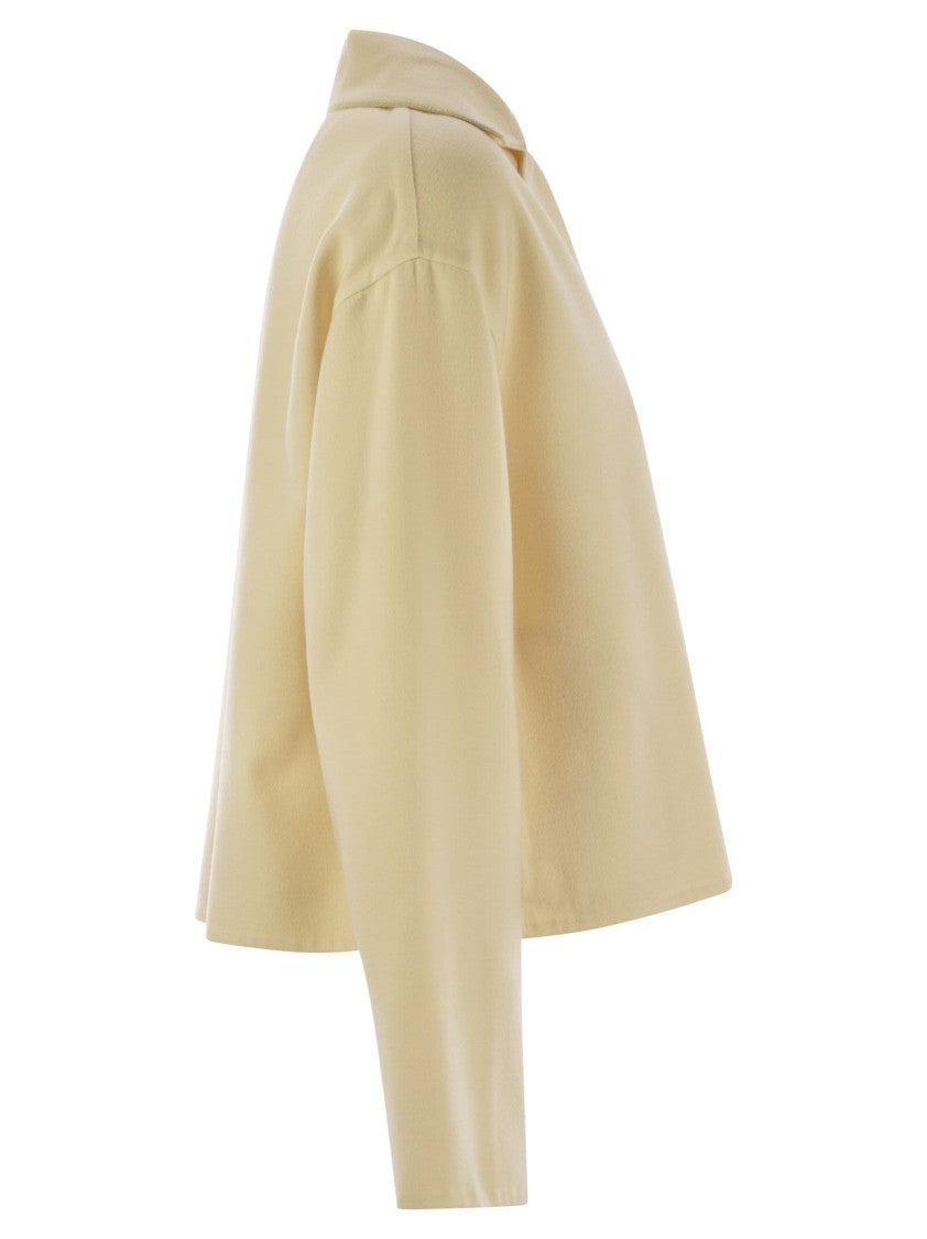 Fabiana Filippi Cropped Wide Jacket In Refined Double Wool Fabric