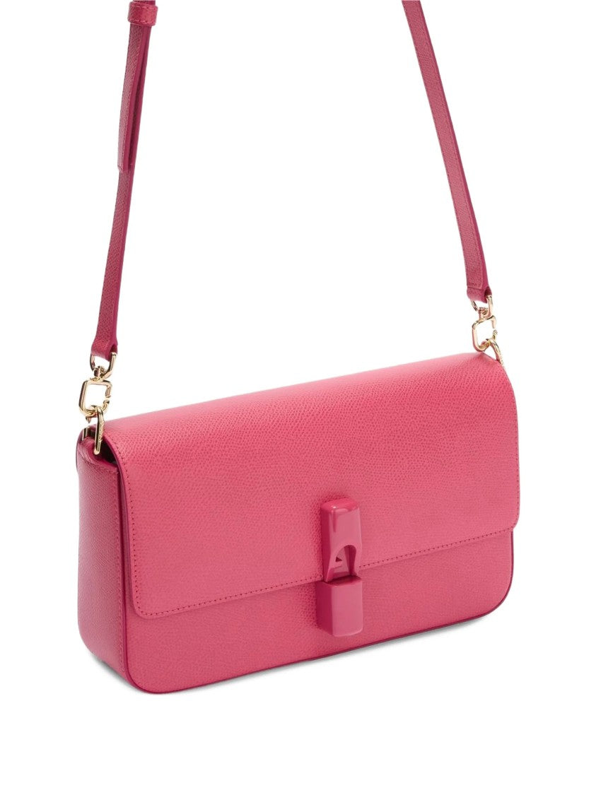 Furla Iride S Textured Pink Leather Shoulder Bag