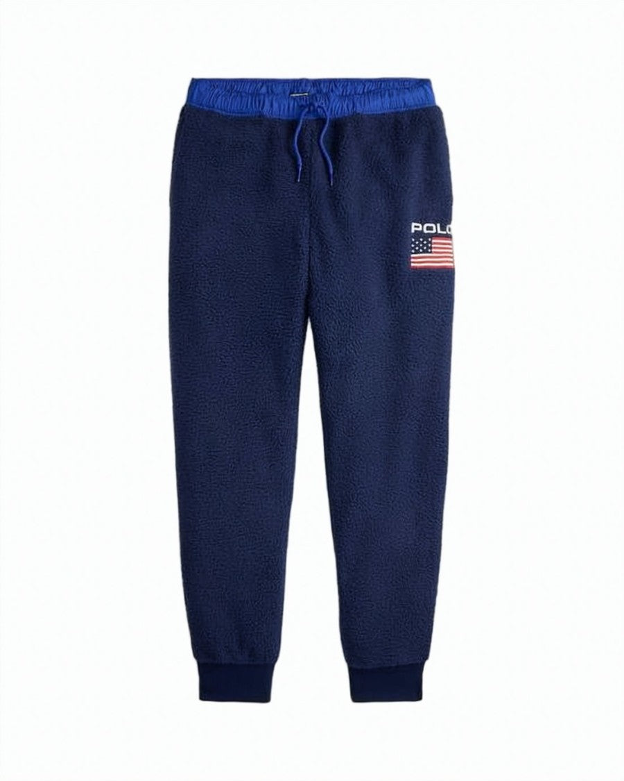 Polo Ralph Lauren Textured Navy Pants With Contrasting Elastic Waistband