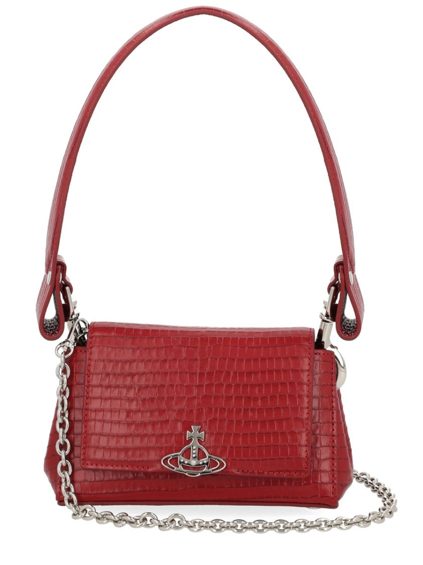 Vivienne Westwood Textured Red Calf Leather Shoulder Bag