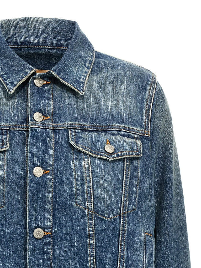 Mm6 By Maison Margiela Layered Denim Jacket With Unique Back Design