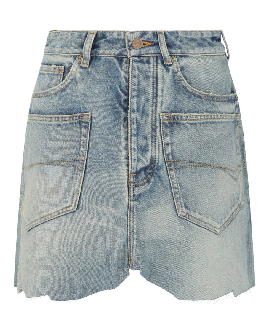 Balenciaga Raw-Edge Denim Mini Skirt
