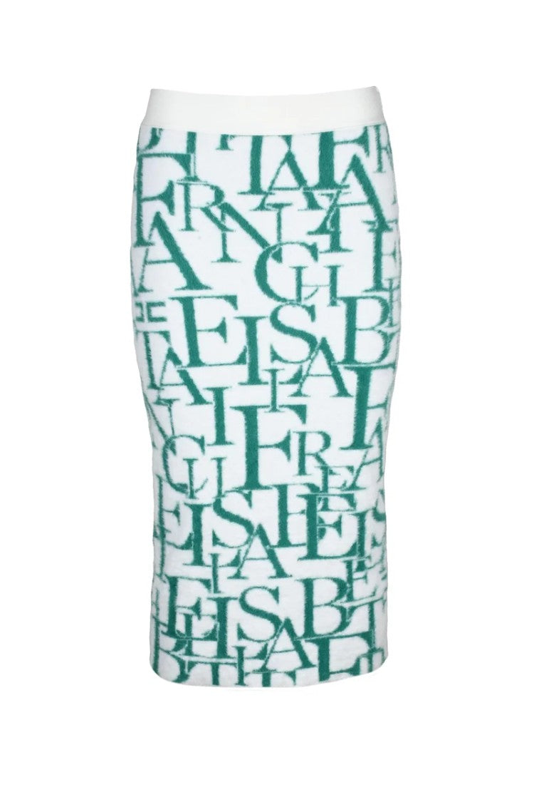 Elisabetta Franchi Plush Longuette Skirt - White/Green