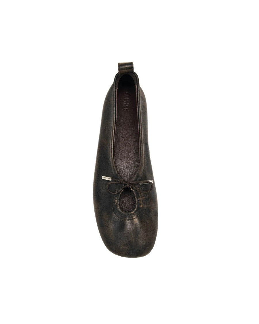 Alohas Brushed Brown Ballerina Flats With Elasticized Heel