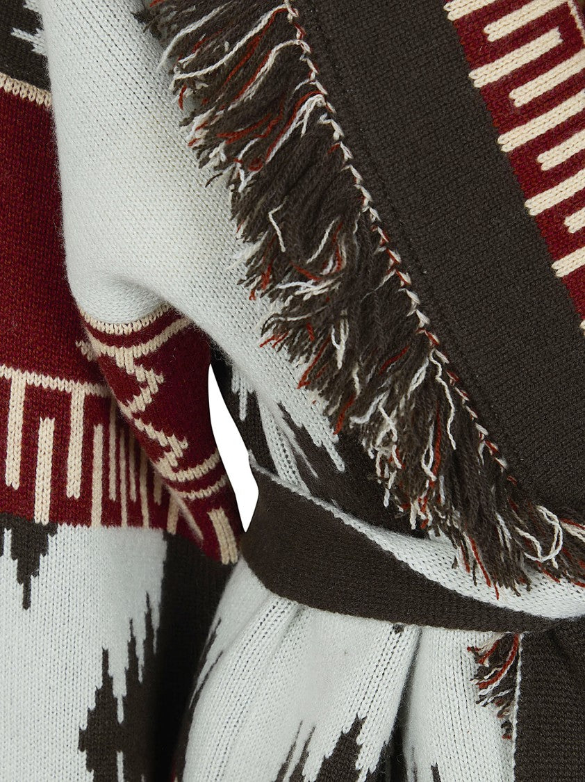 Alanui 416E Cyan Celeste Dark Wool Cozy Fit Cardigan