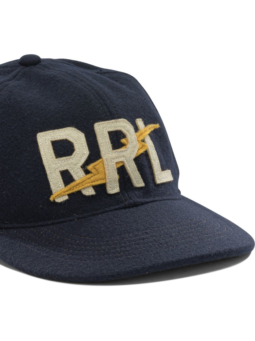 Rrl By Ralph Lauren Structured Navy Blue Cap With Embroidered Logo And Adjustable Strap