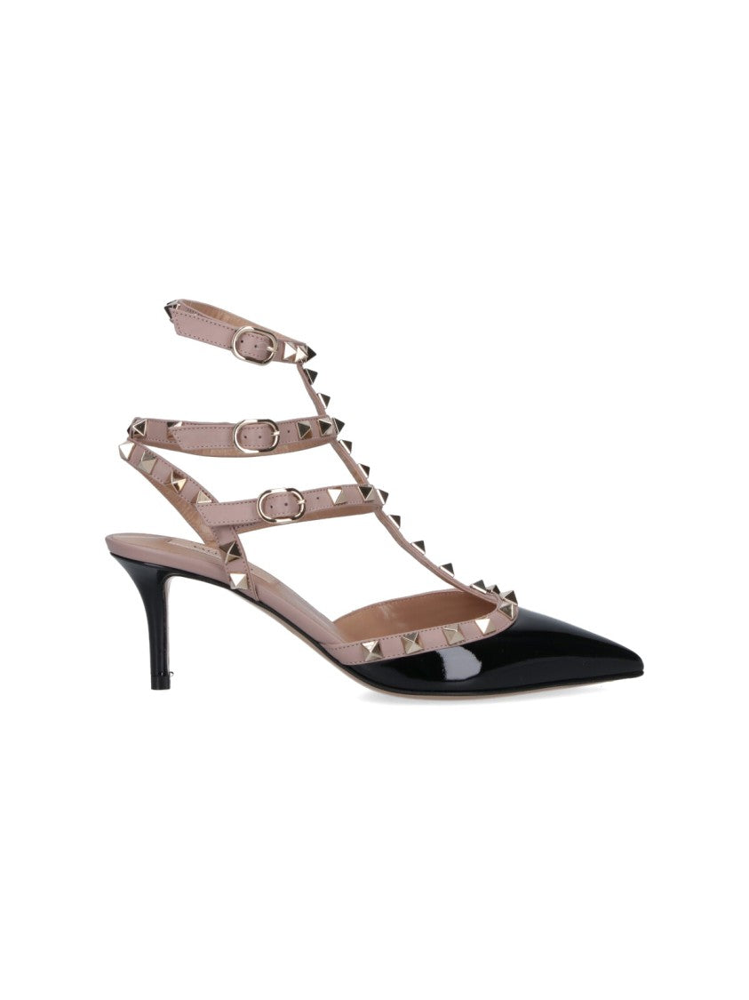 Valentino Garavani "Rockstud" Slingback Pumps – Black/Pink