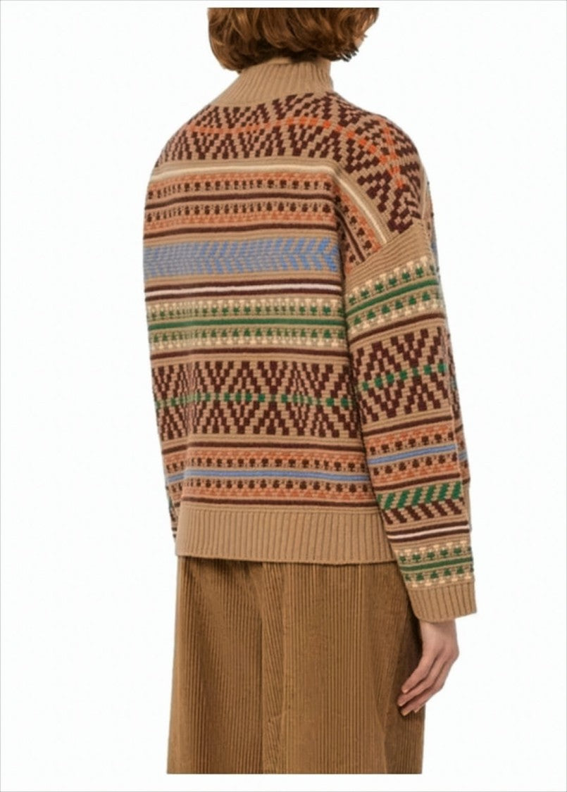 Weekend Wool Jacquard Sweater With Crater Neck