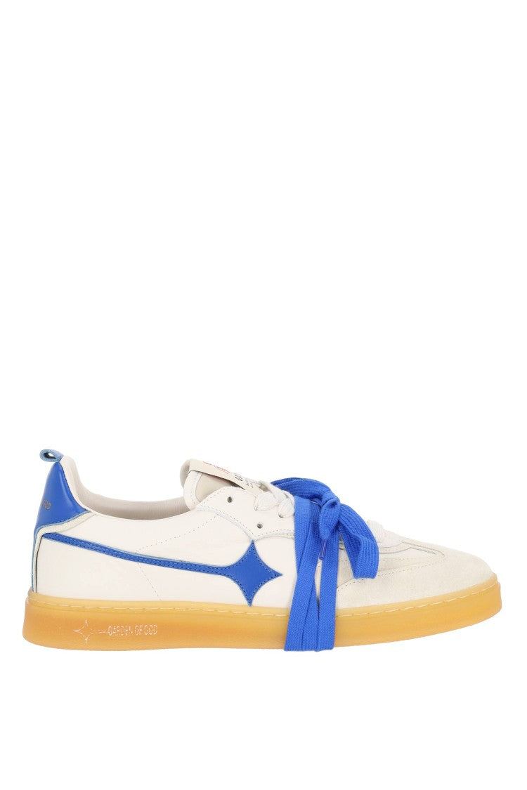 Garden Of God Earth Leather And Suede China Blue Detail Sneakers