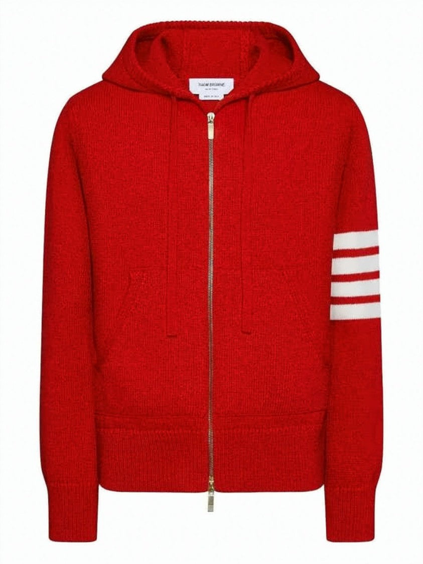Thom Browne Wool Hoodie With Iconic Stripes