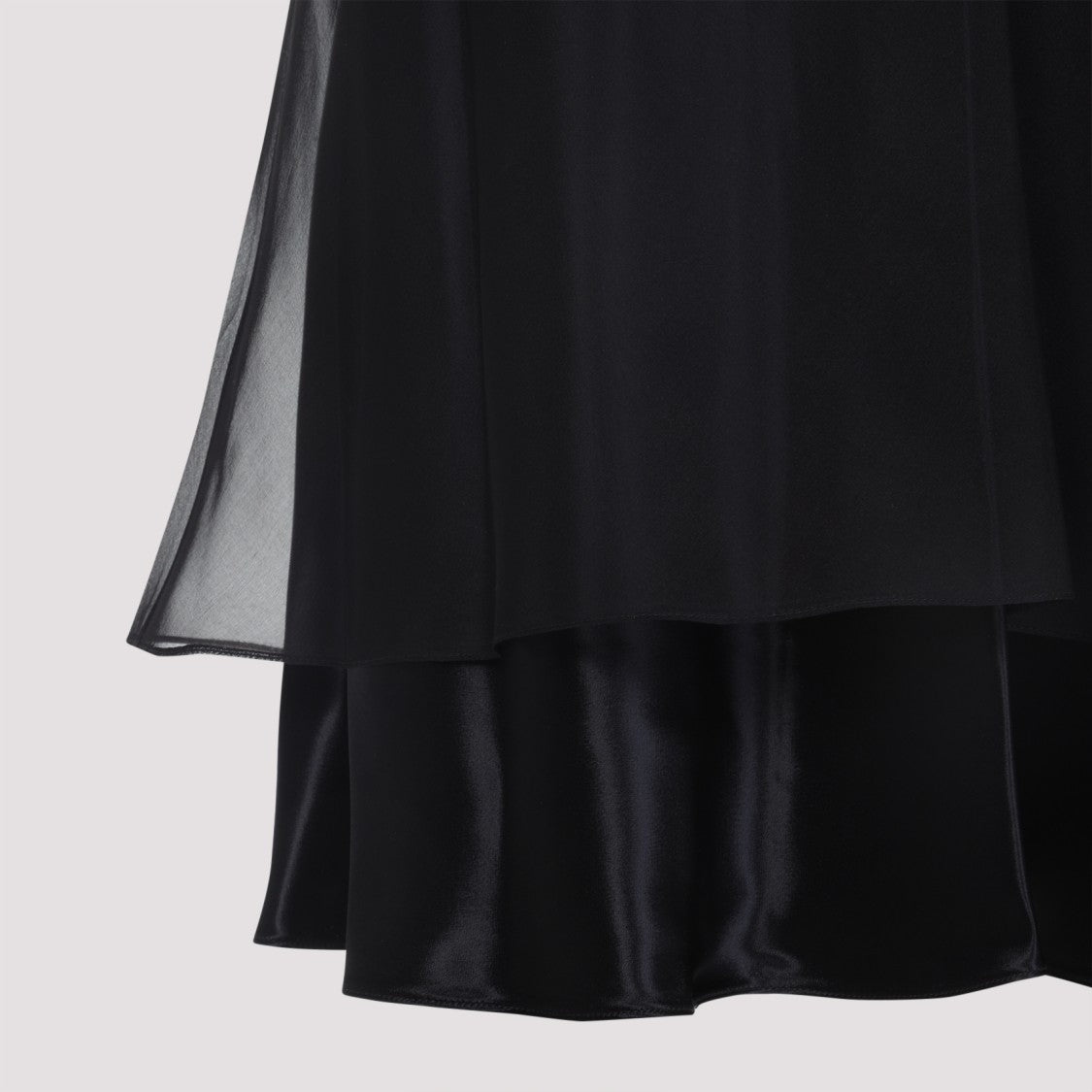Khaite Layered Sheer And Lustrous Black Skirt