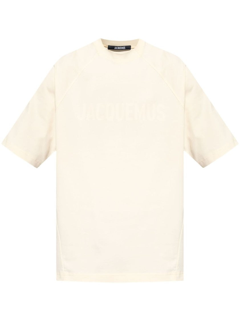Jacquemus Beige Cotton T-Shirt with Embossed Logo