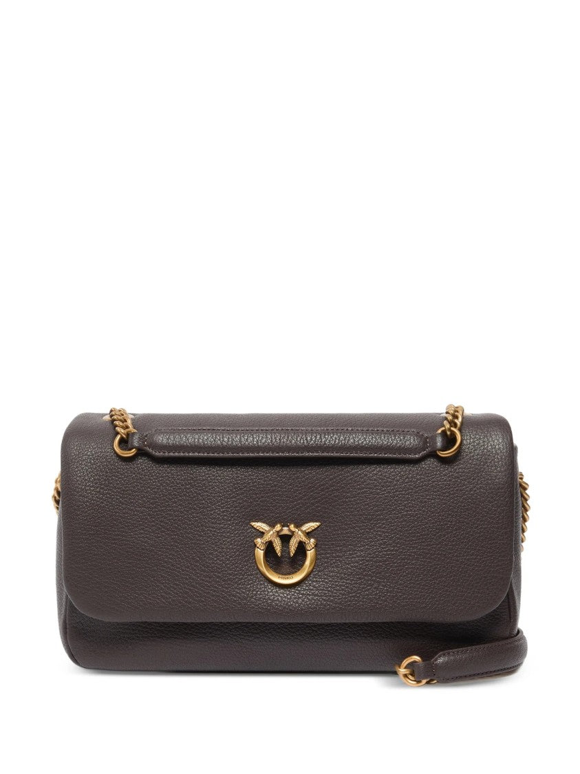 Pinko Textured Leather Handbag With Gold-Tone Bird Clasp