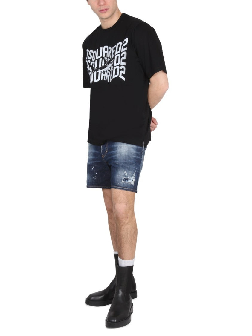 Dsquared2 Shark Motif Logo Print T-Shirt