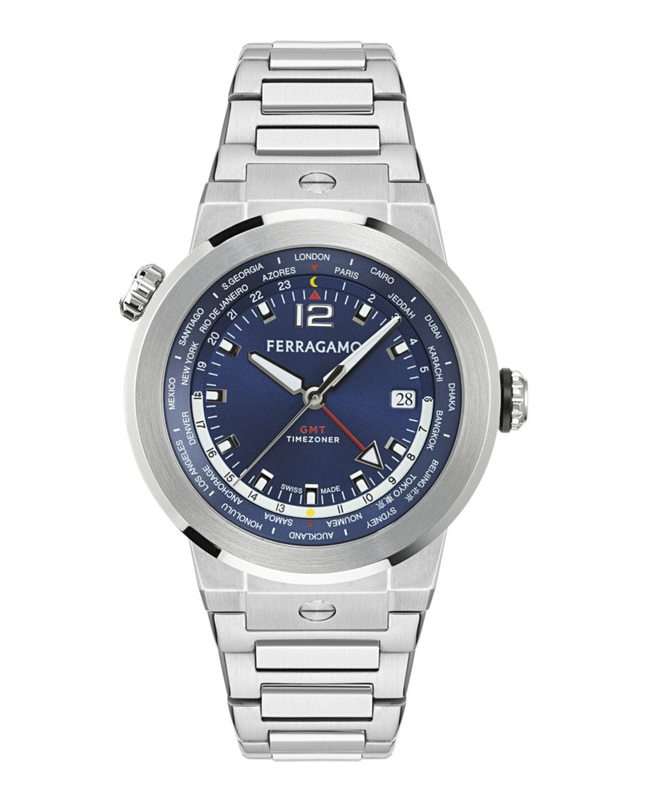 Ferragamo F-80 Gmt Worldtime Bracelet Watch