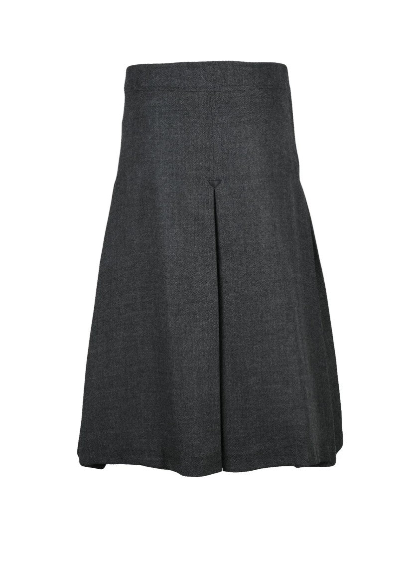 Department 5 Dark Grey Virgin Wool Pleated Flared Midi Skirt