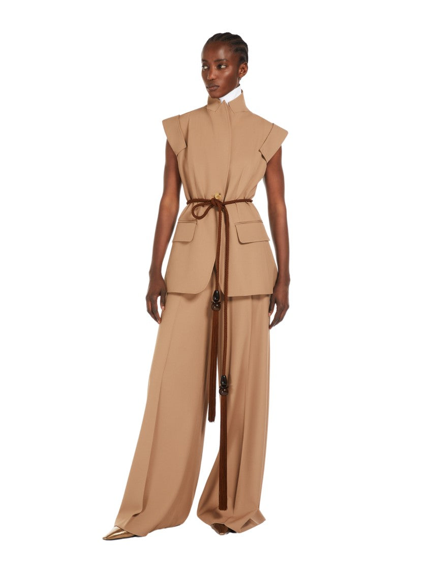 Max Mara Wide-Leg Beige Trousers With Sharp Pleats