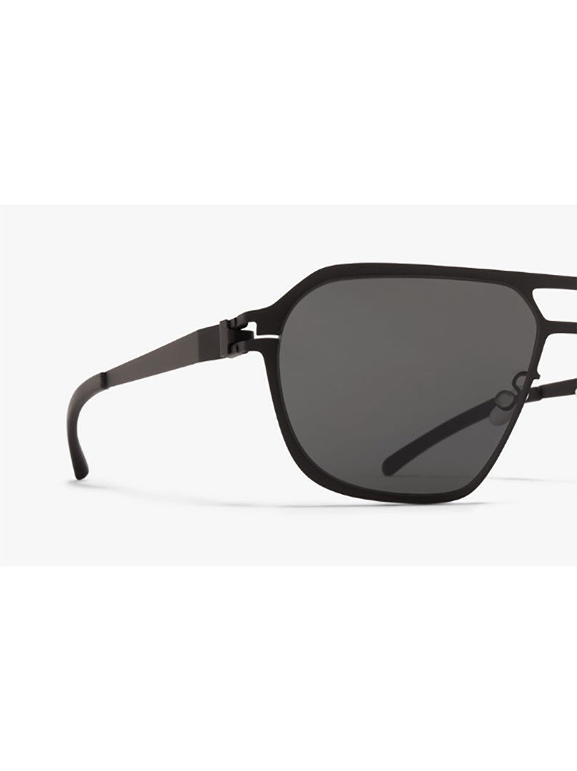Mykita Angular Black Aluminum Sunglasses With Slim Temples