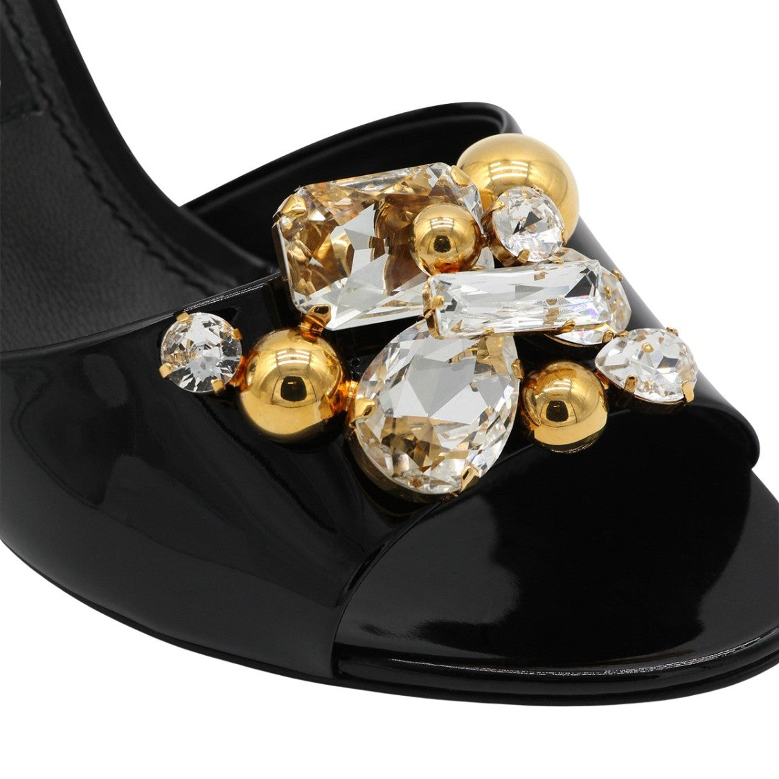 Dolce & Gabbana Open Toe High-Heeled Sandals With Crystal Accents