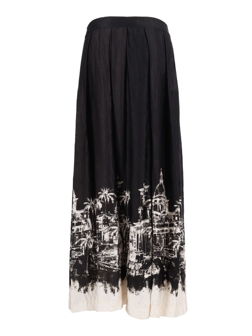 Shirt A Porter Wrap-Around Maxi Skirt With Architectural Print