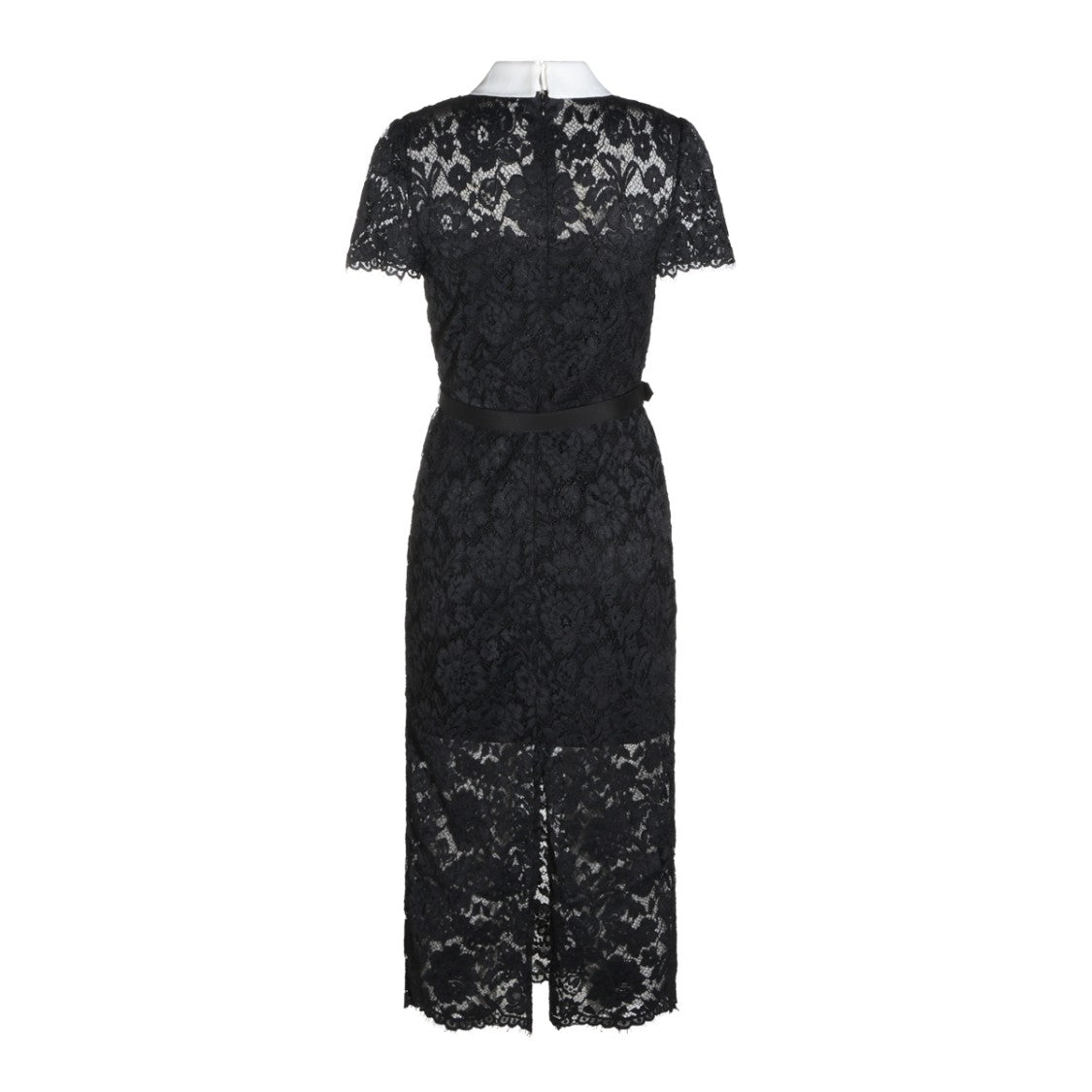 Self-Portrait Lace Bow Collar Belted Day Dress