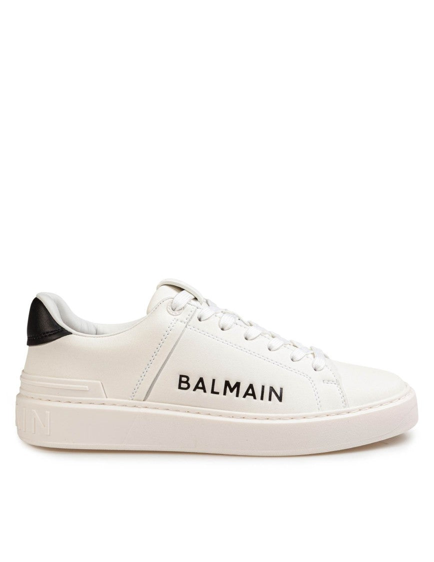 Balmain B Court White Leather Sneakers Side Logo
