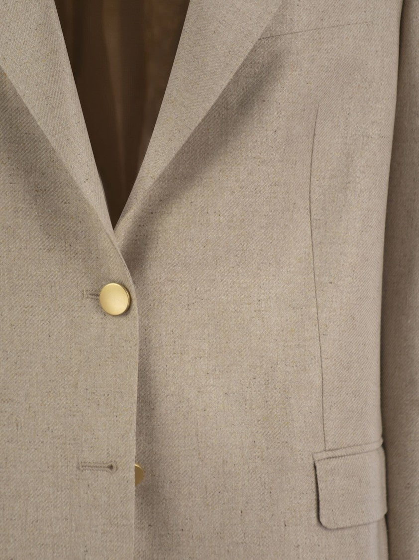 Tagliatore Silk Two-Button Jacket With Patch Pockets