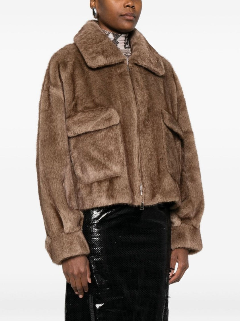 Betta Corradi Tailored Brown Coat With Plush Texture