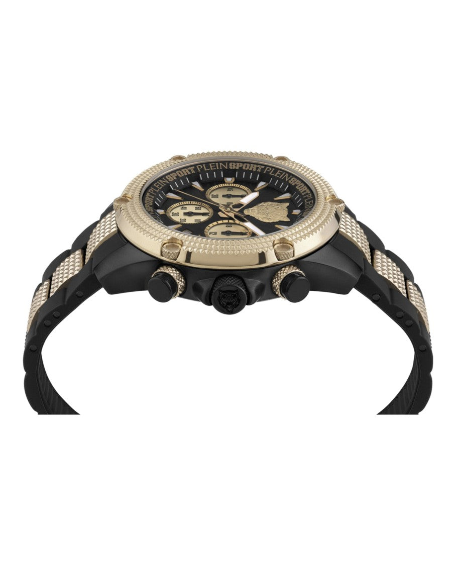 Plein Sport Chronograph Watch With Ip Yellow Gold Case And Black Dial
